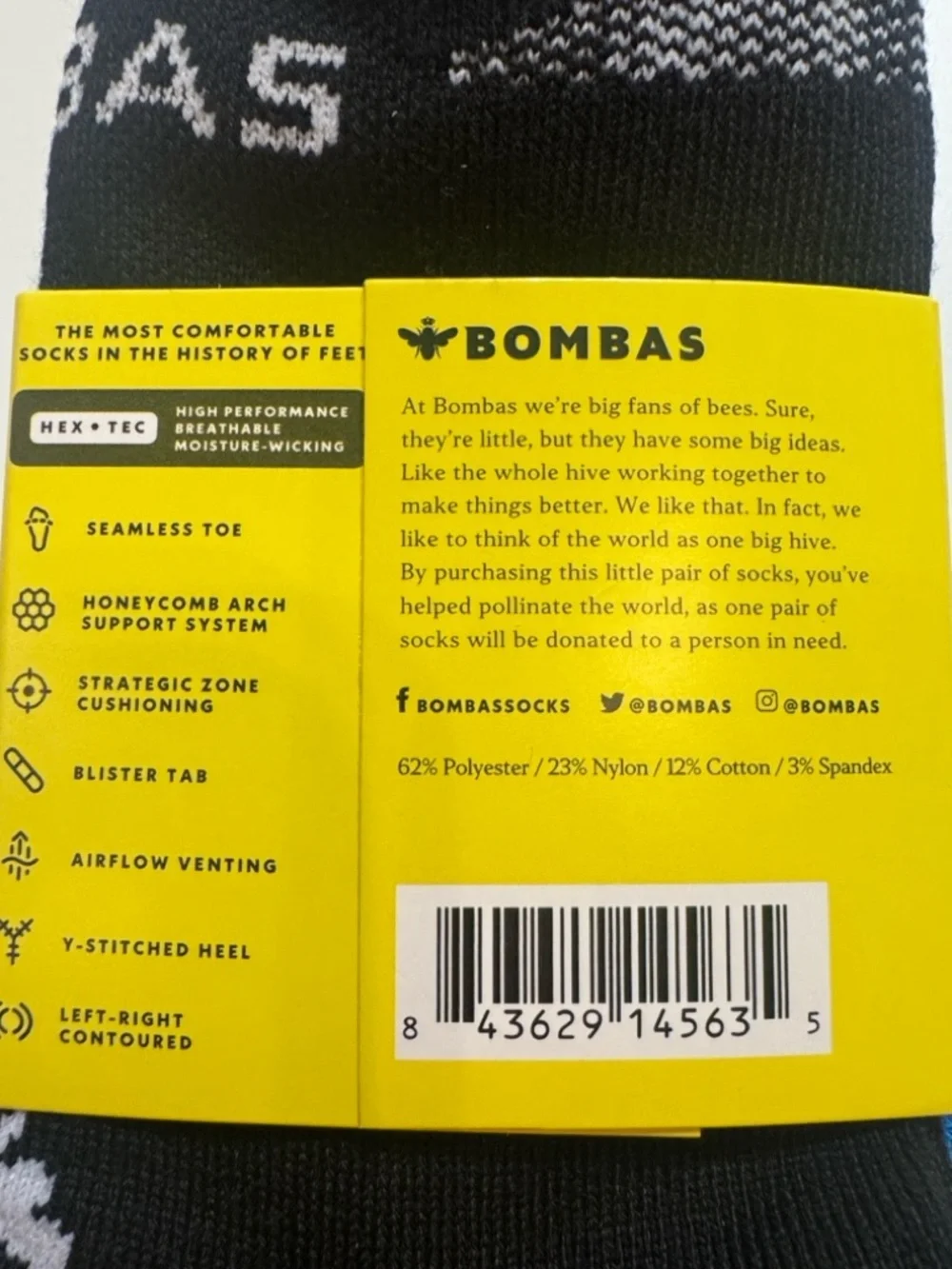 Bombas NWT 3Pair HEX-TEC SZ: Med Color: 1ea Blue, White, Black
